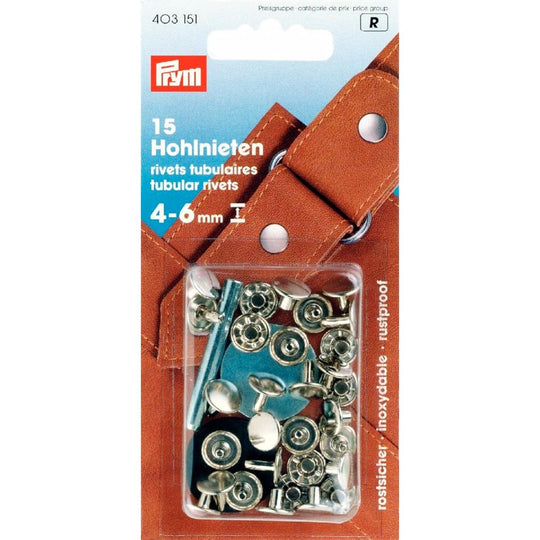Rivets tubulaires 4 - 6 mm - Argent - Prym
