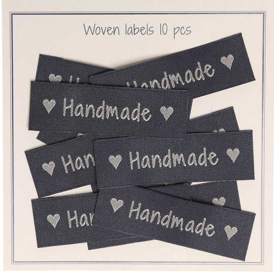 10 Etiquettes - Handmade - 2 cœurs - 5 cm - Go Handmade
