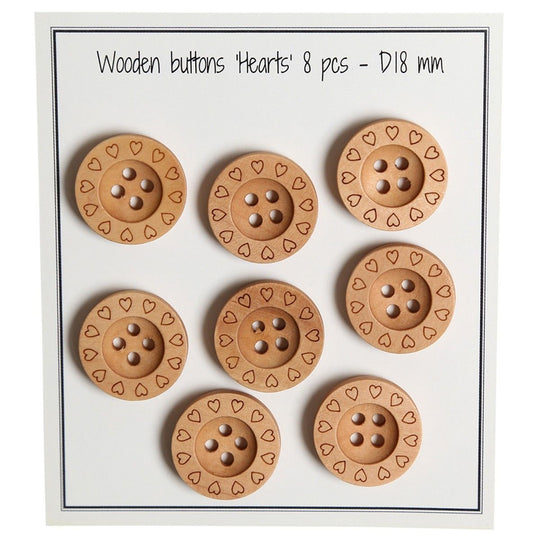 Boutons en bois - Coeurs - 18 mm - Go Handmade