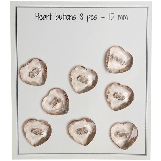 Boutons coeur - 8 pièces - Go Handmade
