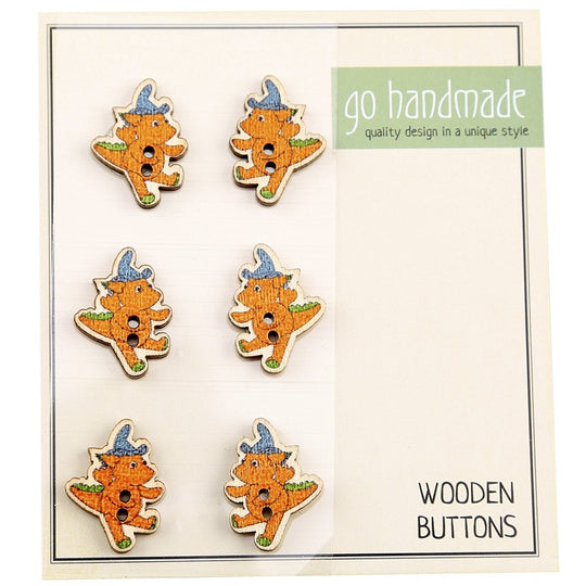 Boutons en bois - Jonas le Dragon - 6 pièces, 20 mm - Go Handmade