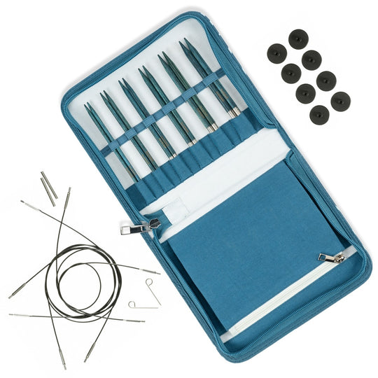 Set d'aiguilles circulaires interchangeables Betula Essential - Cerulean - Hobbii