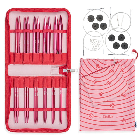 Set d'aiguilles circulaires interchangeables Stellar Deluxe - Coral - Hobbii