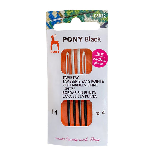 Aiguilles à Tapisserie et Broderie Bout Rond - Noir & Blanc - Taille 14 - Pony