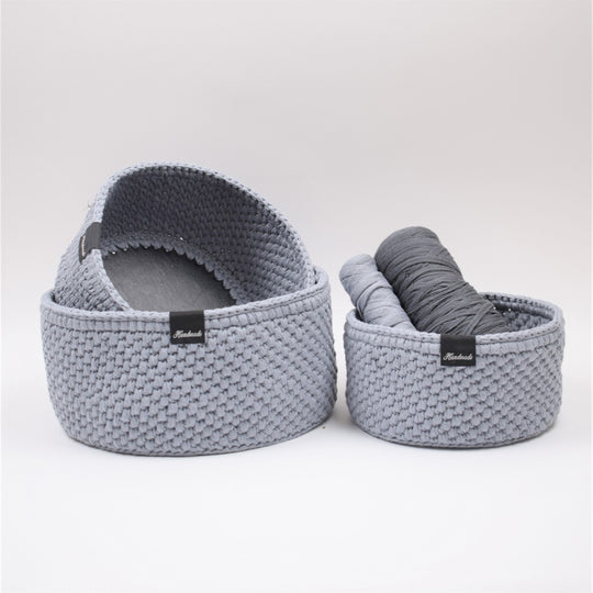 Panier Ribbon avec fond en cuir rond- classique
