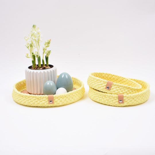 Plateaux de décoration avec fond rond en cuir – Pâques
