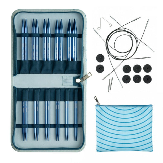 Set d'aiguilles circulaires interchangeables Stellar Deluxe - Sapphire - Hobbii