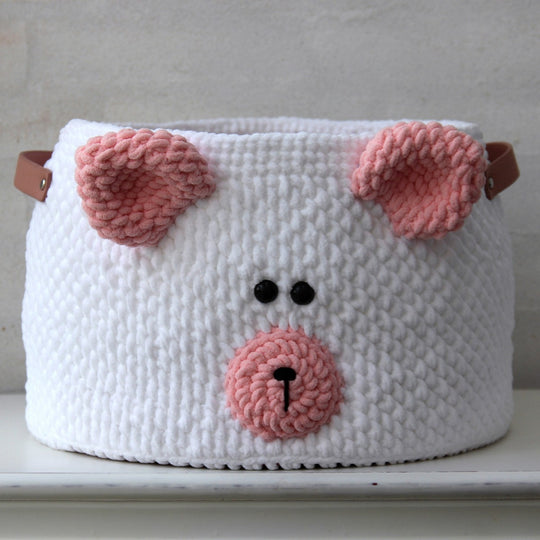 Teddy Basket Grand avec fond en cuir PU