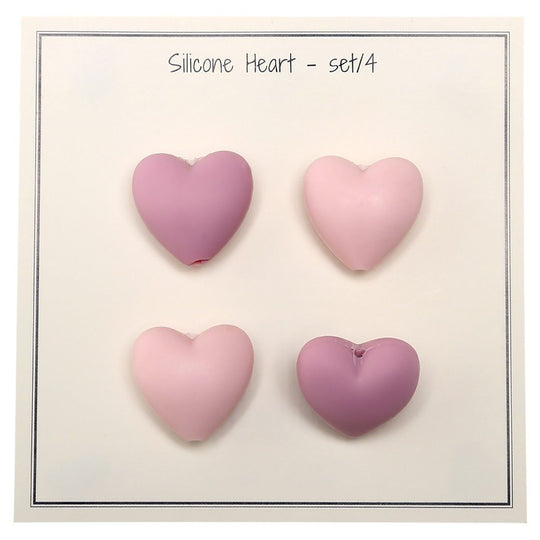 Perles en silicone - Coeur - 4 pièces - Go Handmade