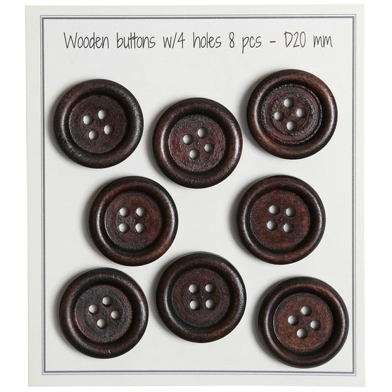 

Boutons en bois - Round Groove - Foncés - 8 pièces - Go Handmade
1