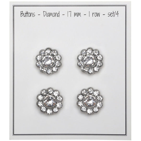 Boutons Bling - Grosses Pierres - Argent - 4 pcs. - Go Handmade