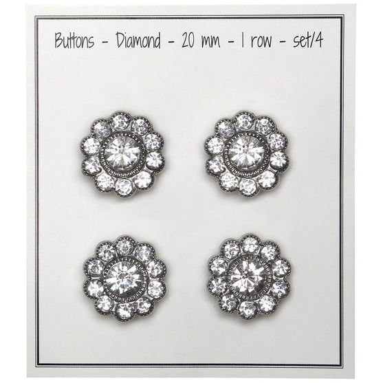 

Boutons Bling - Grosses Pierres - Argent - 4 pcs. - Go Handmade
2
