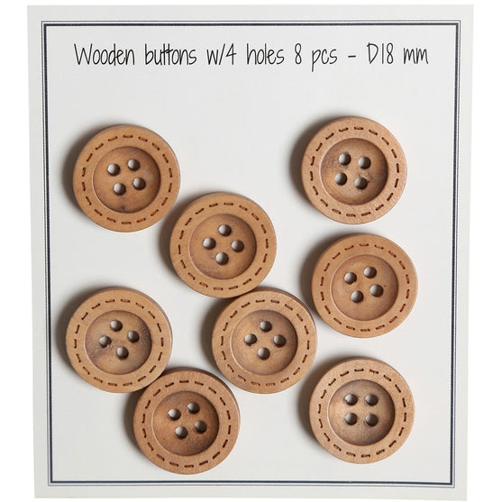 

Boutons en bois - Round Groove - Motif couture - 8 pièces - Go Handmade
2