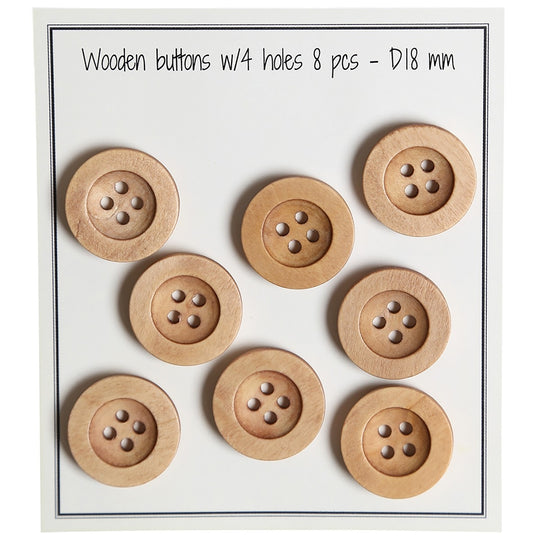 Boutons en bois - Round Groove - Clairs - Go Handmade