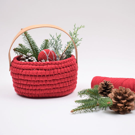 Panier de Noël Ribbon avec poignée en cuir