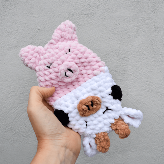 Vache et cochon - Peluche réversible