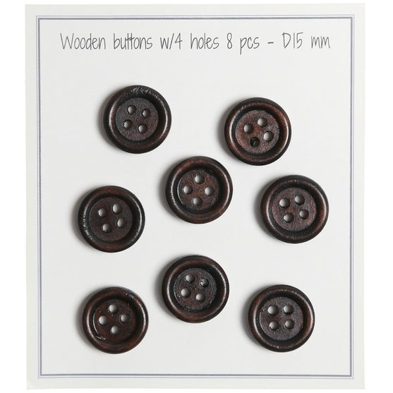 

Boutons en bois - Round Groove - Foncés - 8 pièces - Go Handmade
2