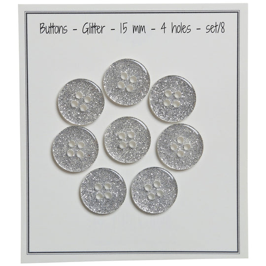 Boutons Glitter - Argent - Plusieurs Tailles - Go Handmade
