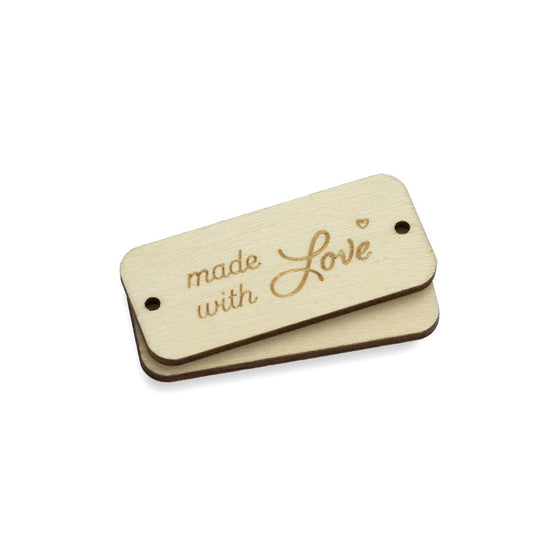 Label en bois - Made With Love - Hobbii