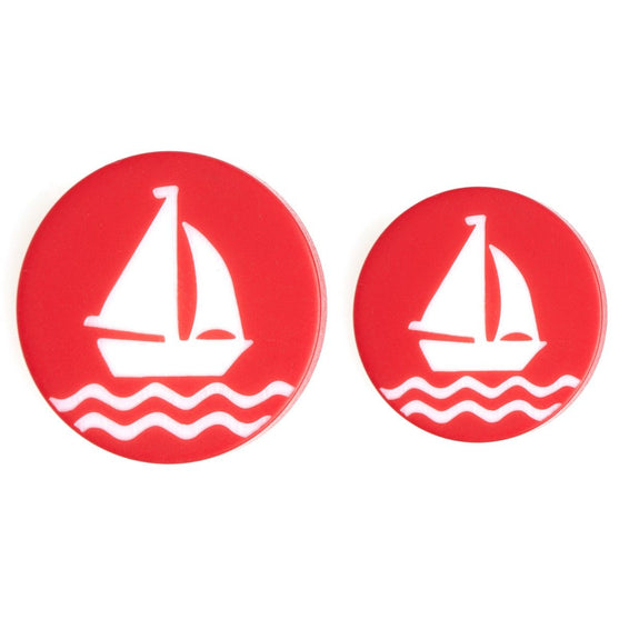 

Bouton en polyester avec Bateau à voile, Rouge, 11 & 15 mm
1