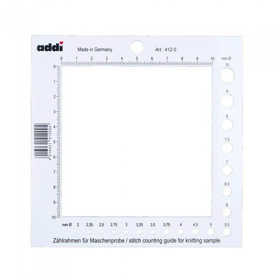 Règle à échantillon de tricot avec jauge pour aiguille - addi